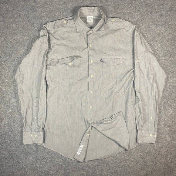 Brooks Brothers Mens Slim Fit Striped Button Down Shirt All Cotton Size L - Picture 1 of 10